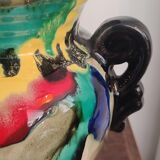 Art Deco vase in ceramic with flame glazes