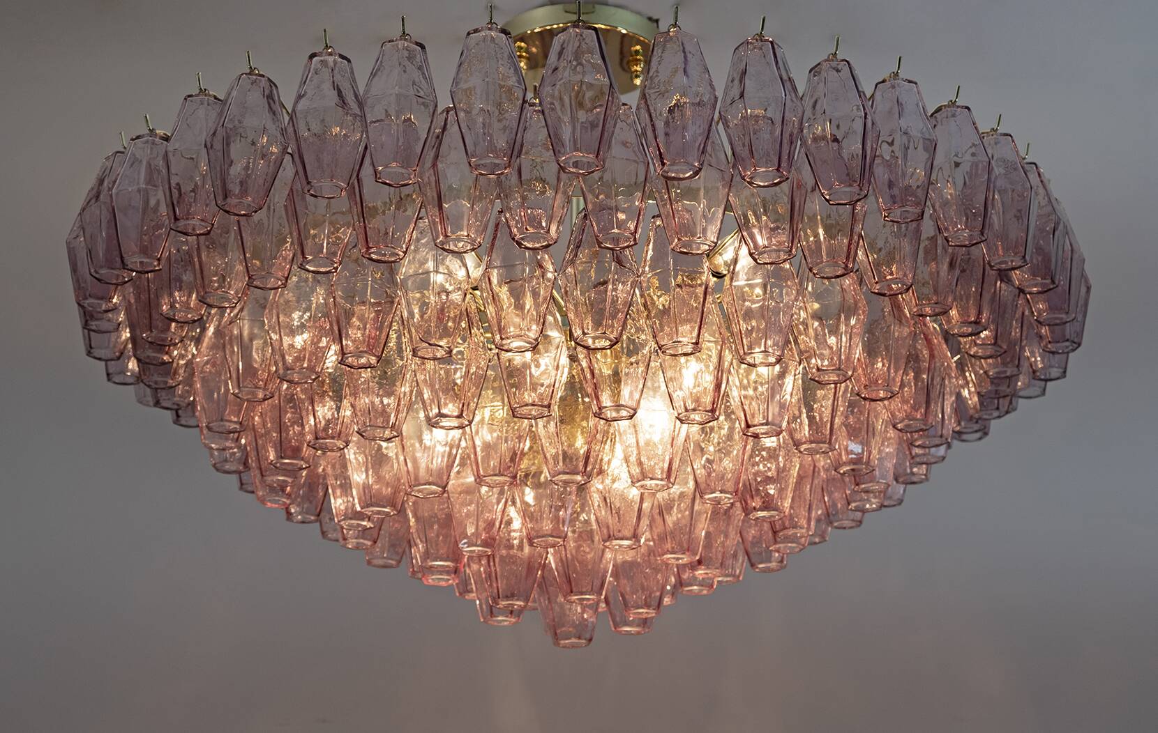 Carlo Scarpa Style Mid-Century Murano Glass Poliedri Chandelier by Venini