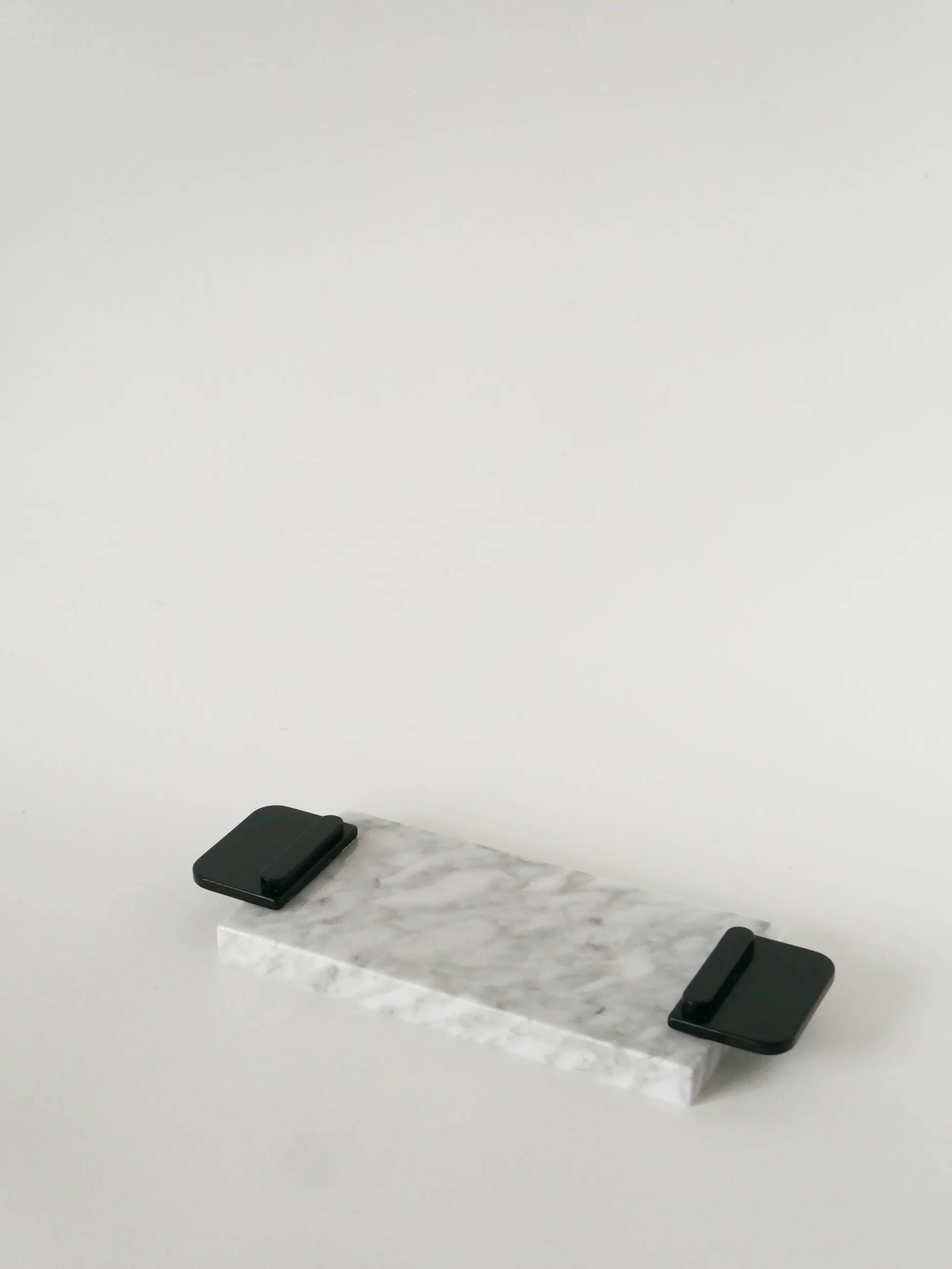 Small marble tray, grey and black, 1980.
