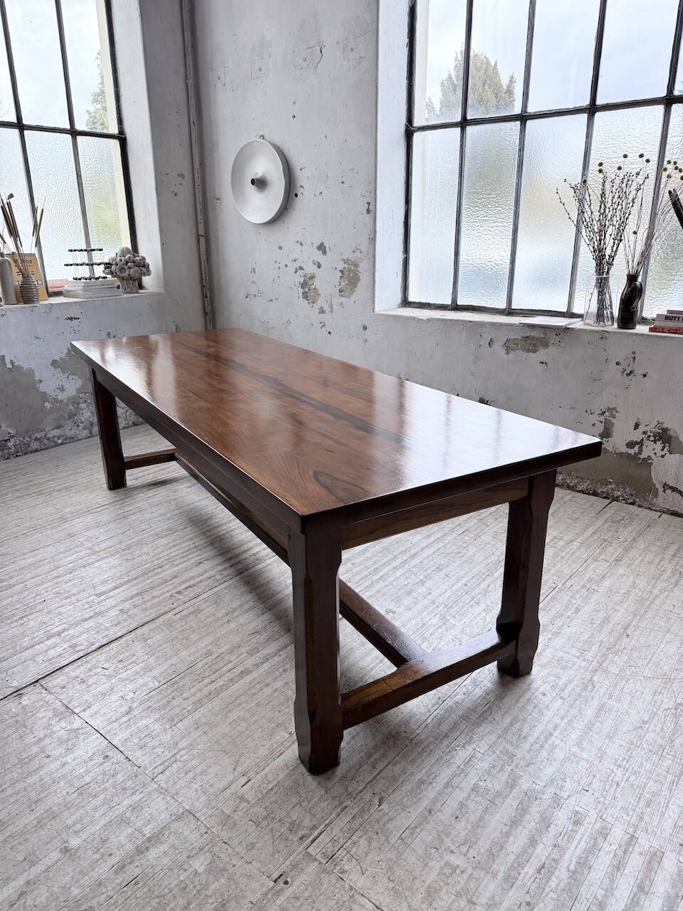 Table de ferme campagne noyer massif XL 250cm