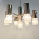 Chrome and glass chandelier, 1970s