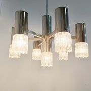 Lustre en chrome et verre, années 1970