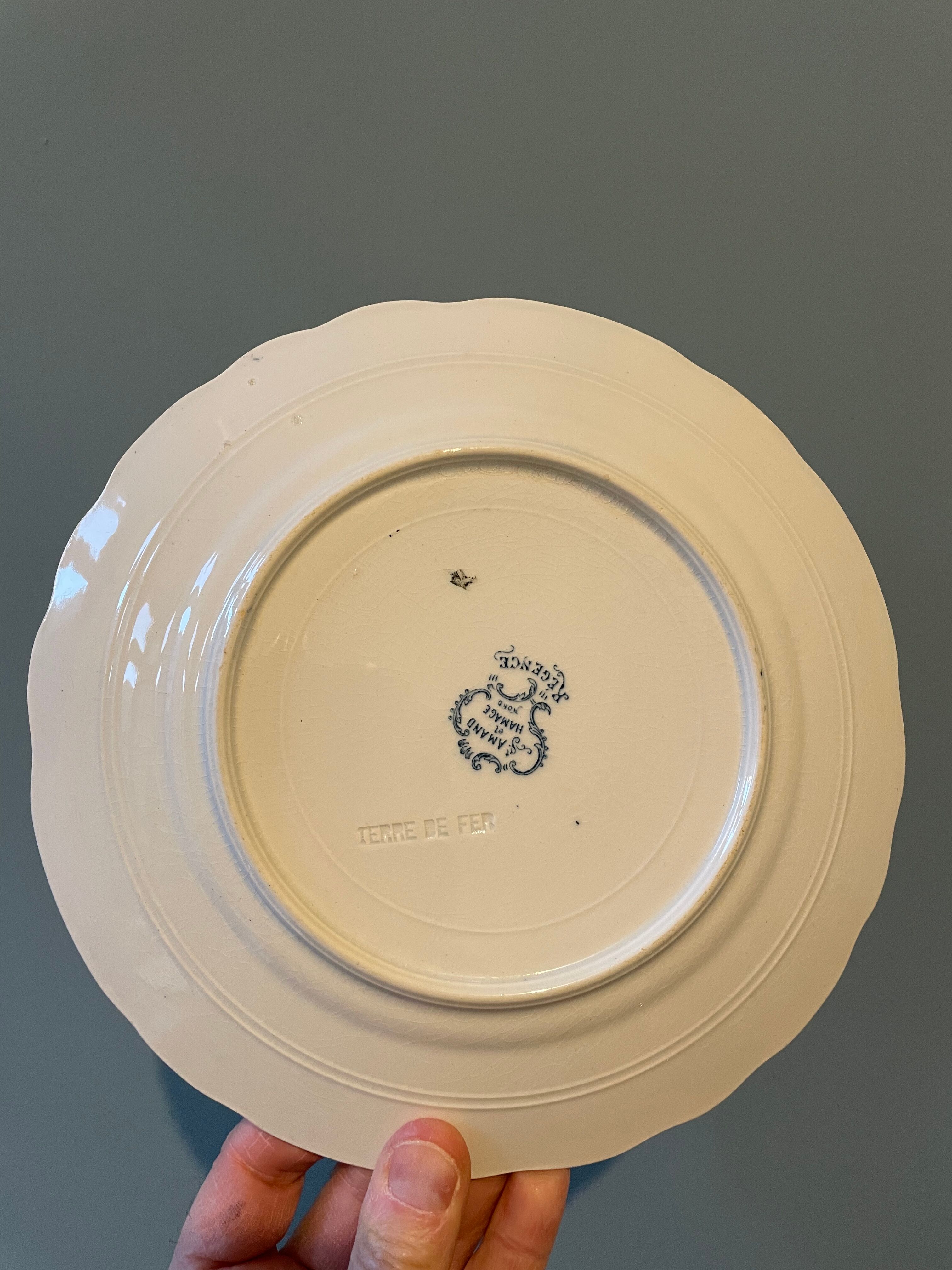 Set of 2 small plates XIXth Iron Earth Regency collection