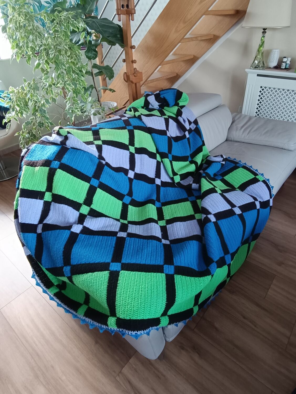 Blanket or plaid seventies crochet wool