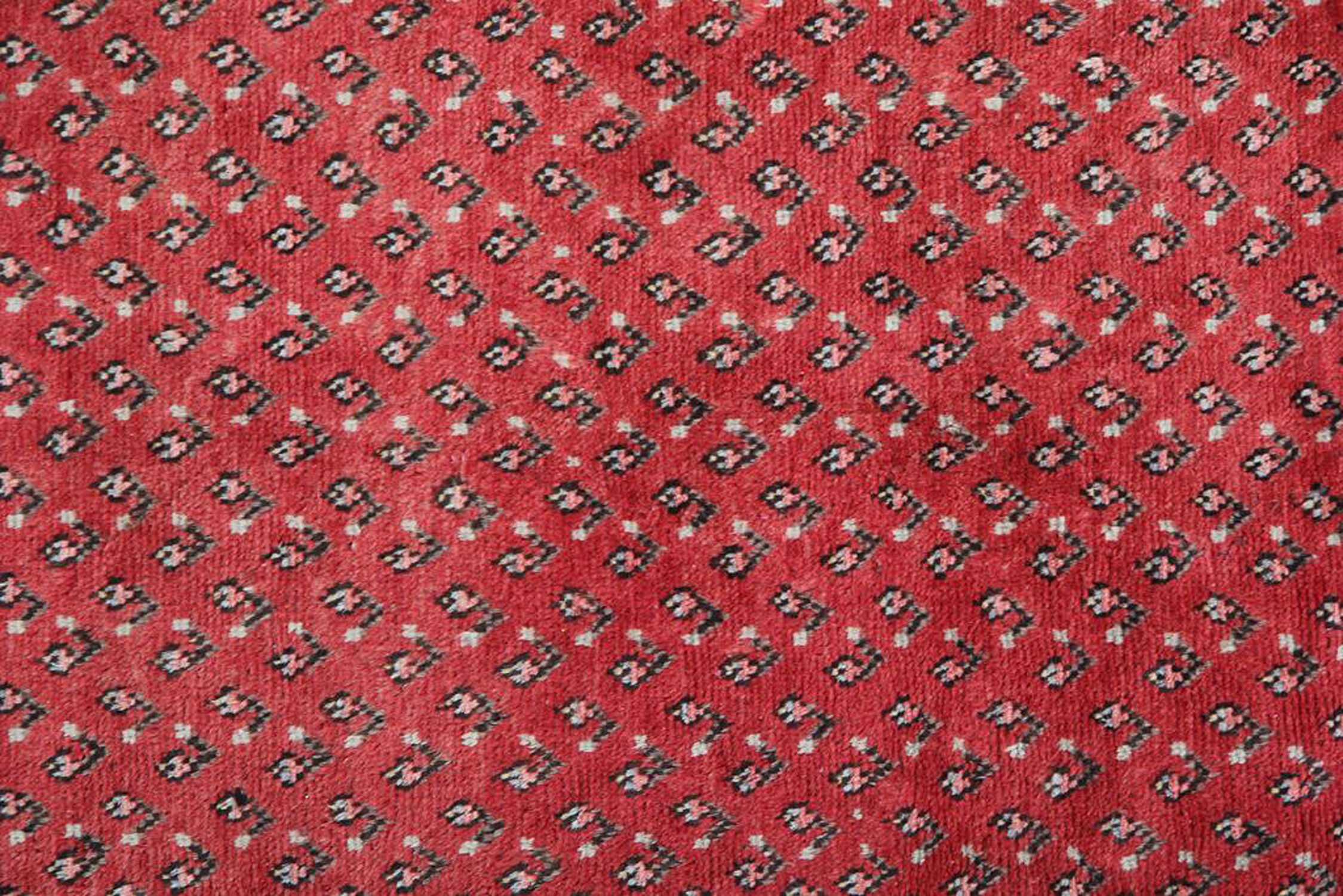 Red runner rug handwoven traditional oriental paisley wool carpet - 105x420cm