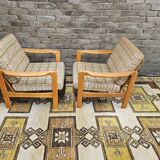 Pair of vintage scandinavian armchairs 1970 scottish fabric
