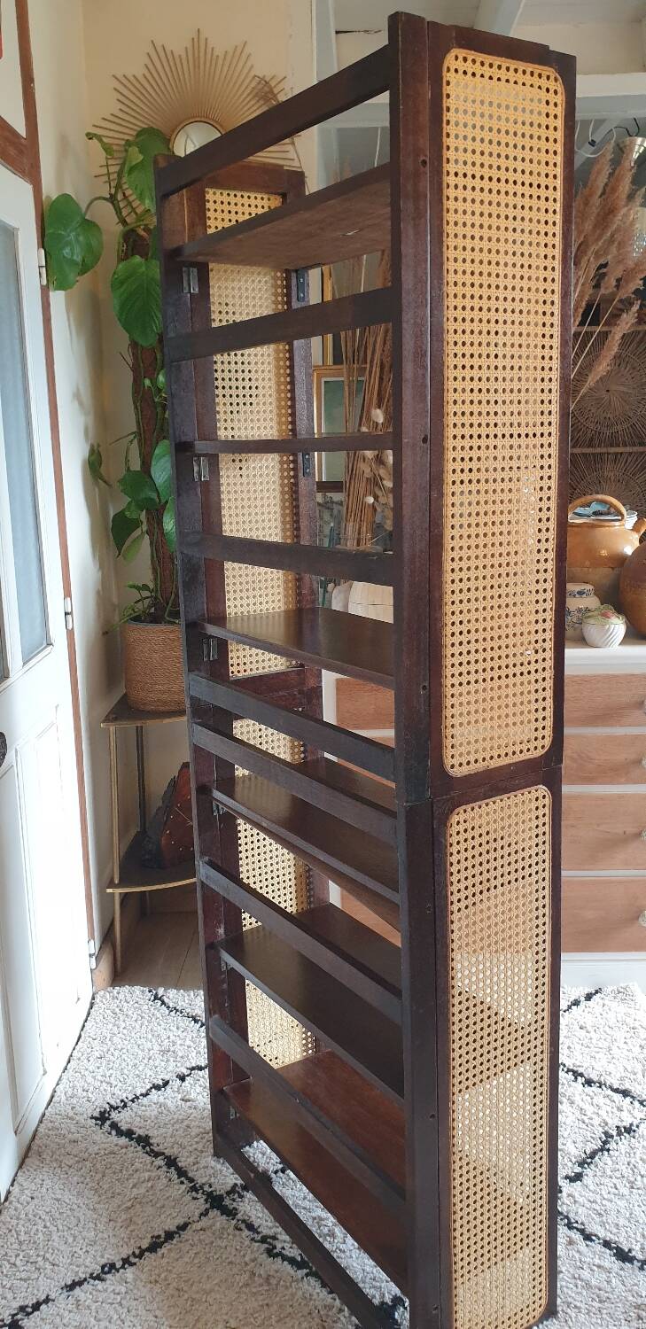 Pair of foldable cane bookcases
