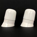 Pair of white oblique wall lights by Arno. 60s