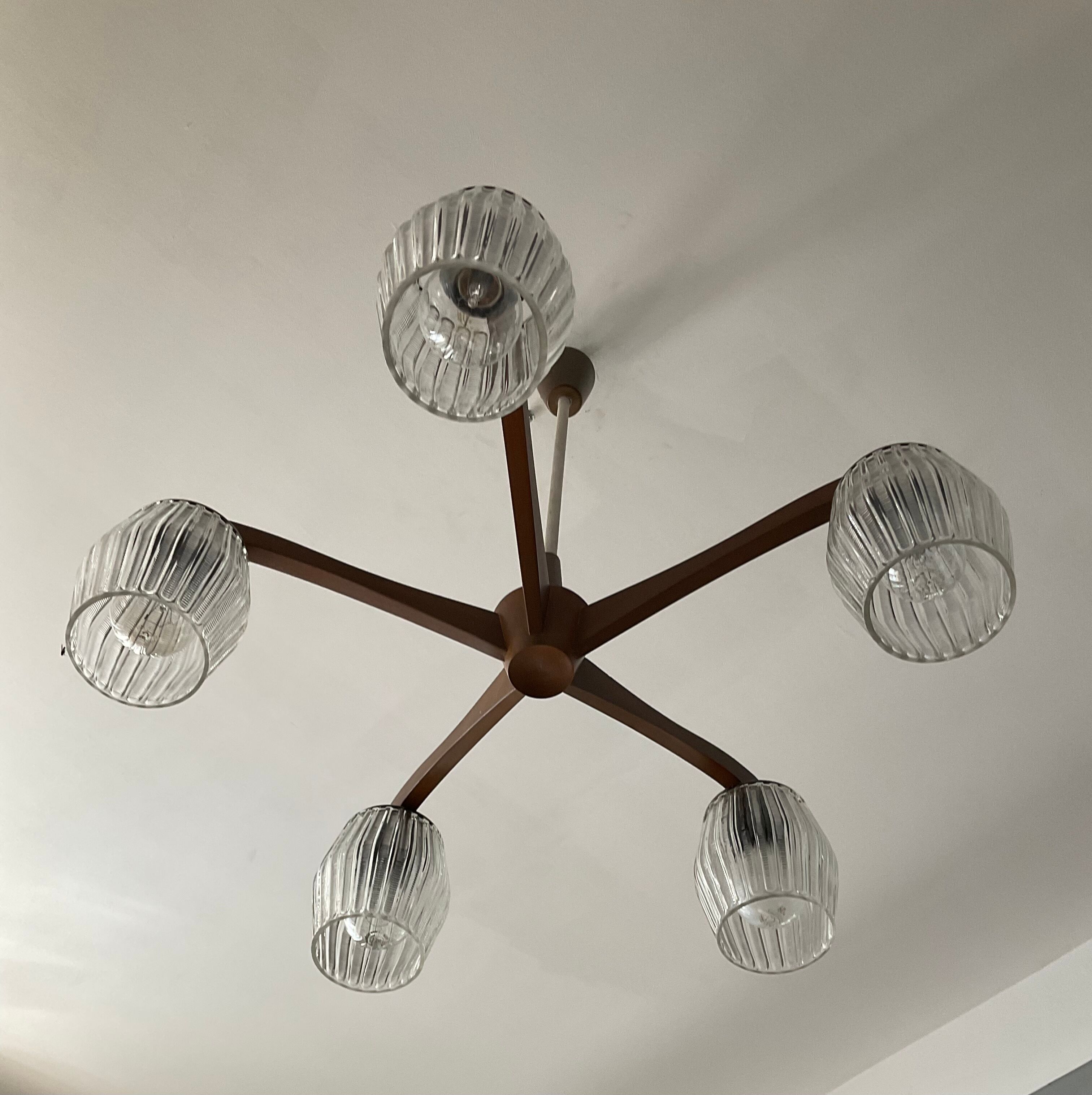Scandinavian teak chandelier from the 60s and 70s