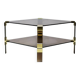 Hollywood Regency coffee table in smoked glass – Modular brass construction