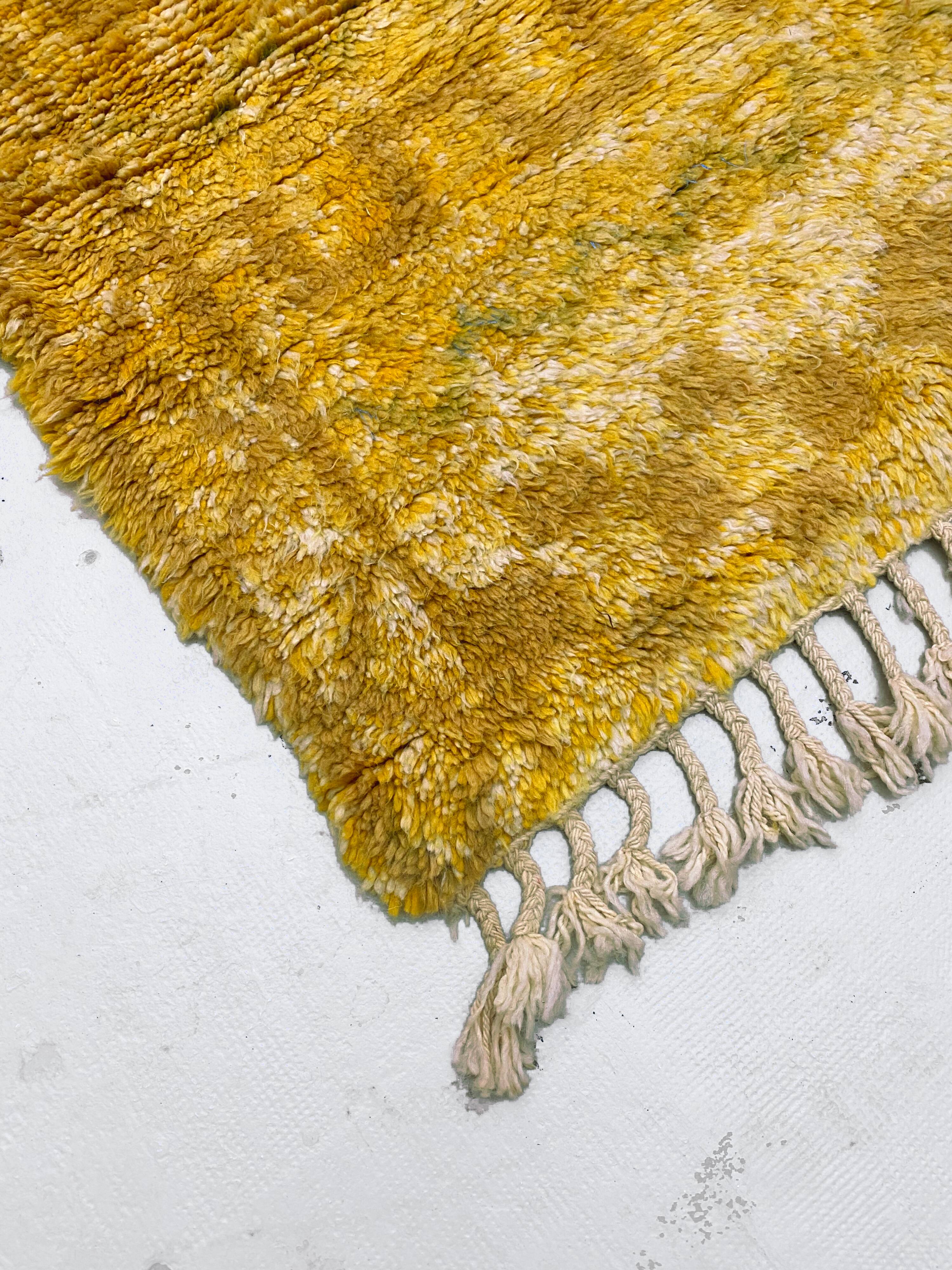 Ochre Berber Beni Ouarain rug with ethnic patterns, 1.45x1.07m