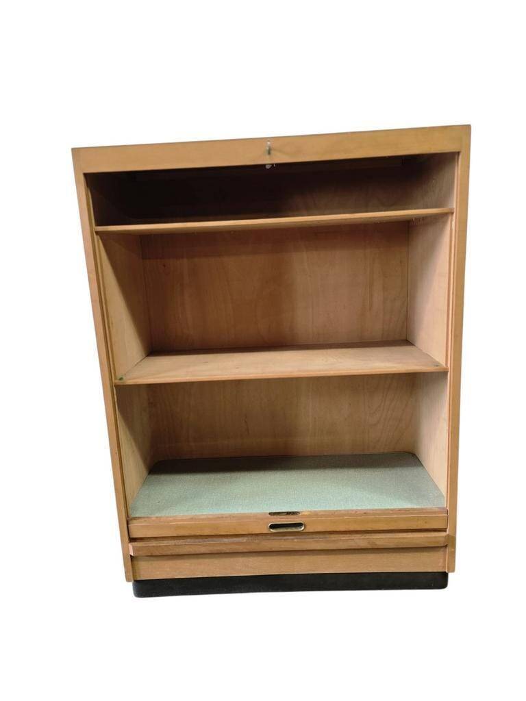 Vintage wooden filing cabinet / roller shutter cabinet