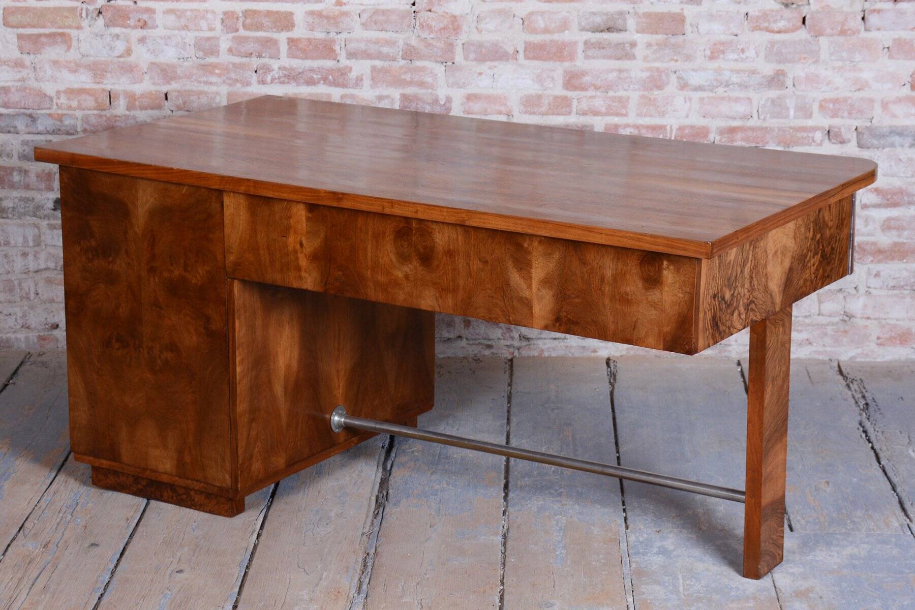 Art Deco Walnut Writing Desk from Up Závody, Czech, 1930s