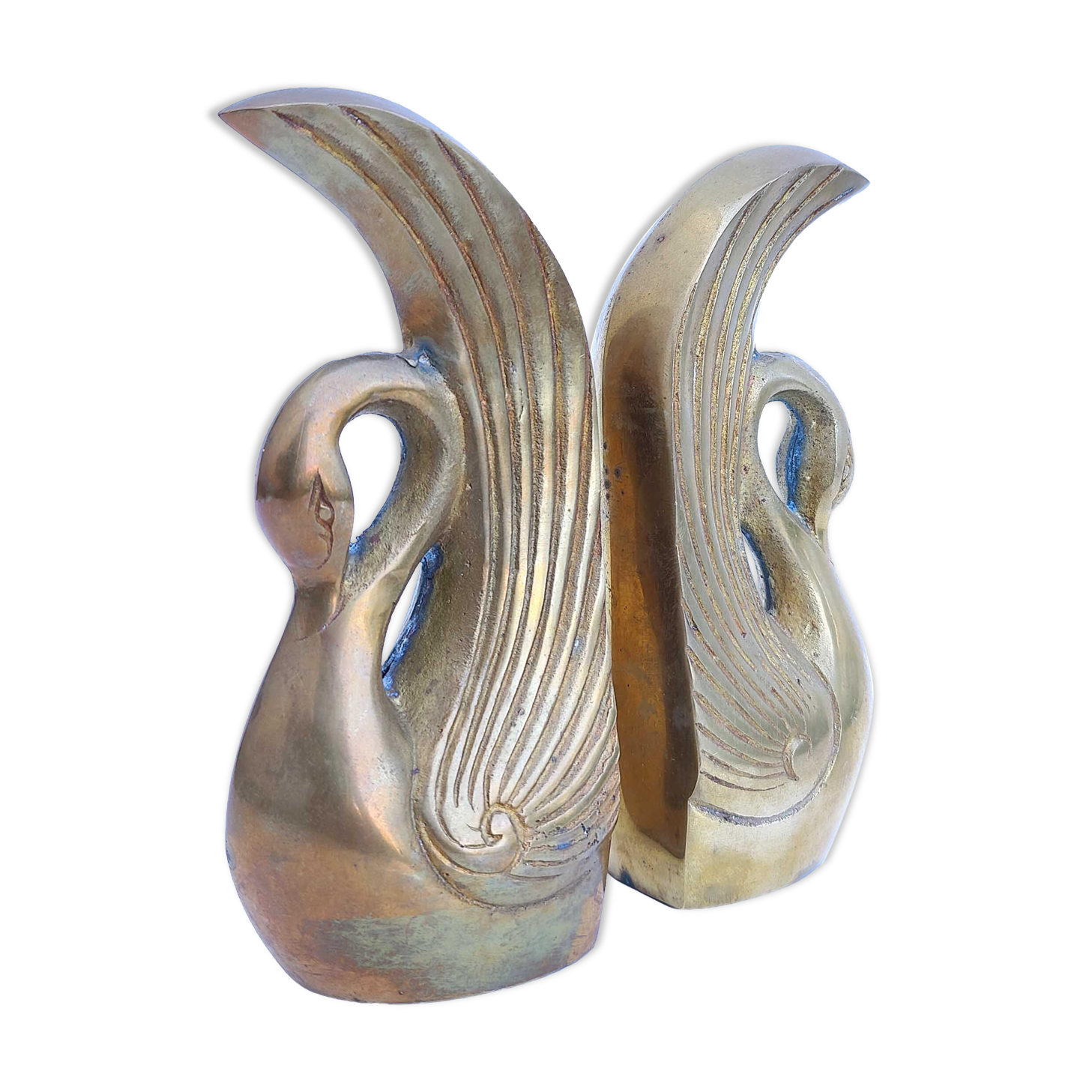 Pair of brass swan books greenhouse