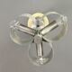 Space-age chandelier with 3 lights, brushed aluminium, 1970 design.