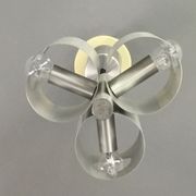 Space-age chandelier with 3 lights, brushed aluminium, 1970 design.