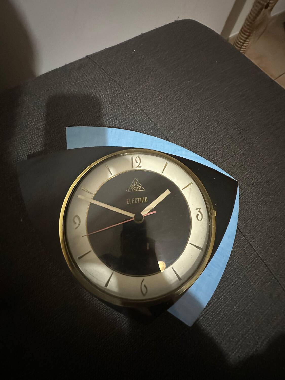 Formica vintage wall clock 70s DAM electic blue black