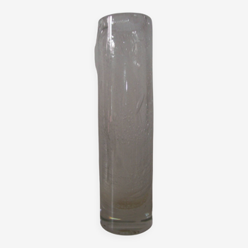 Vase rouleau vintage en verre soufflé et bullé