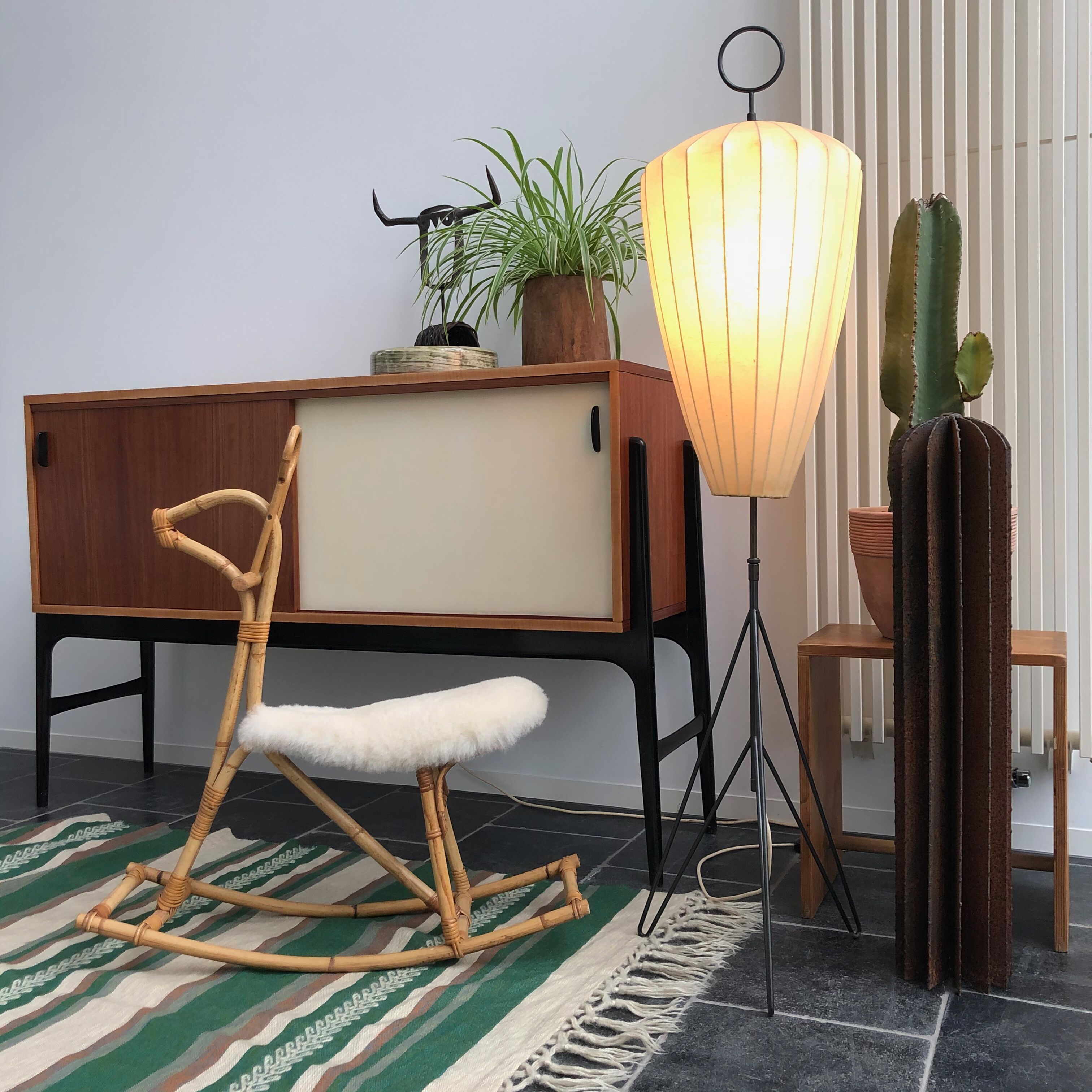 Tripod Cocoon Floor Lamp by H. Klingele for Artimeta, 1950s