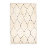Ecru and black marmoucha Berber rug with honeycomb pattern 170 x 113 cm