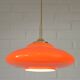 Vintage Orange Glass Pendant Light MCM Space Age Style Hanging Lamp 1970's