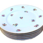 5 antique porcelain flat plates PN France