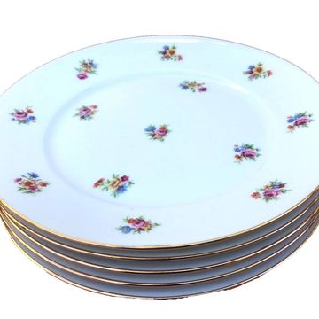 5 antique porcelain flat plates PN France
