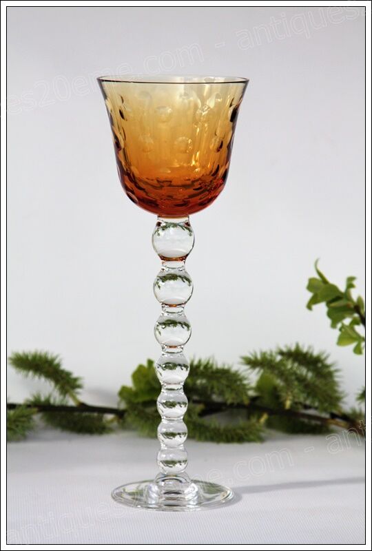 Series of 5 glasses wine from the Rhine Roemer St Louis Crystal model Bubbles