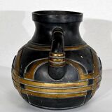 Terracotta vase anthracite and golden 1900
