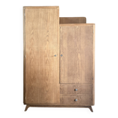 Asymmetrical Art Deco oak wardrobe (restored)