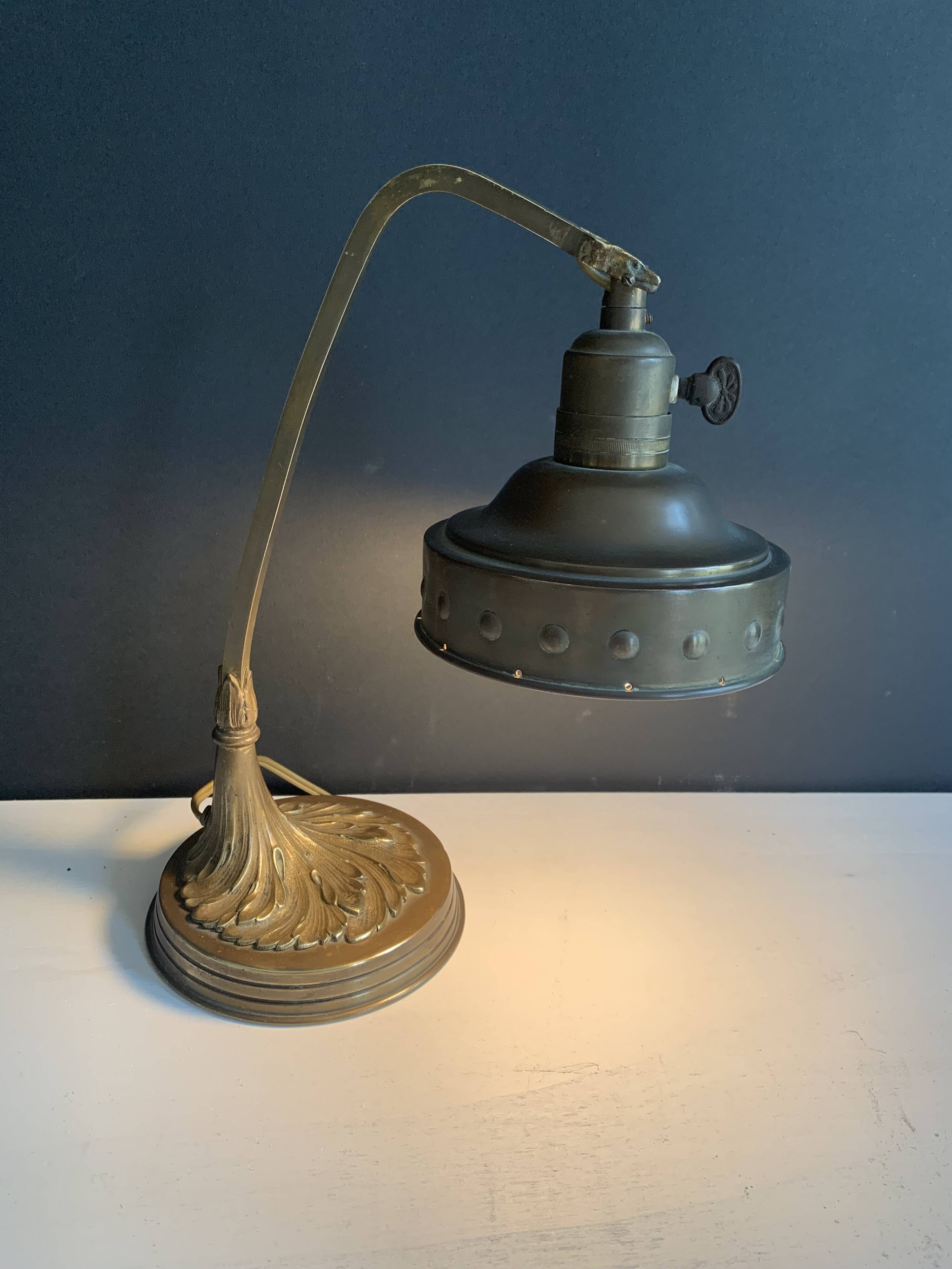 1900 bronze, brass and copper desk lamp