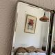 Vintage 1930s barber triptych mirror with camouflage beveled glass - 25 x 59 cm