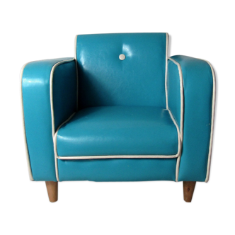 Children's chair in white liseret blue skai