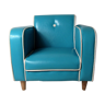 Children's chair in white liseret blue skai
