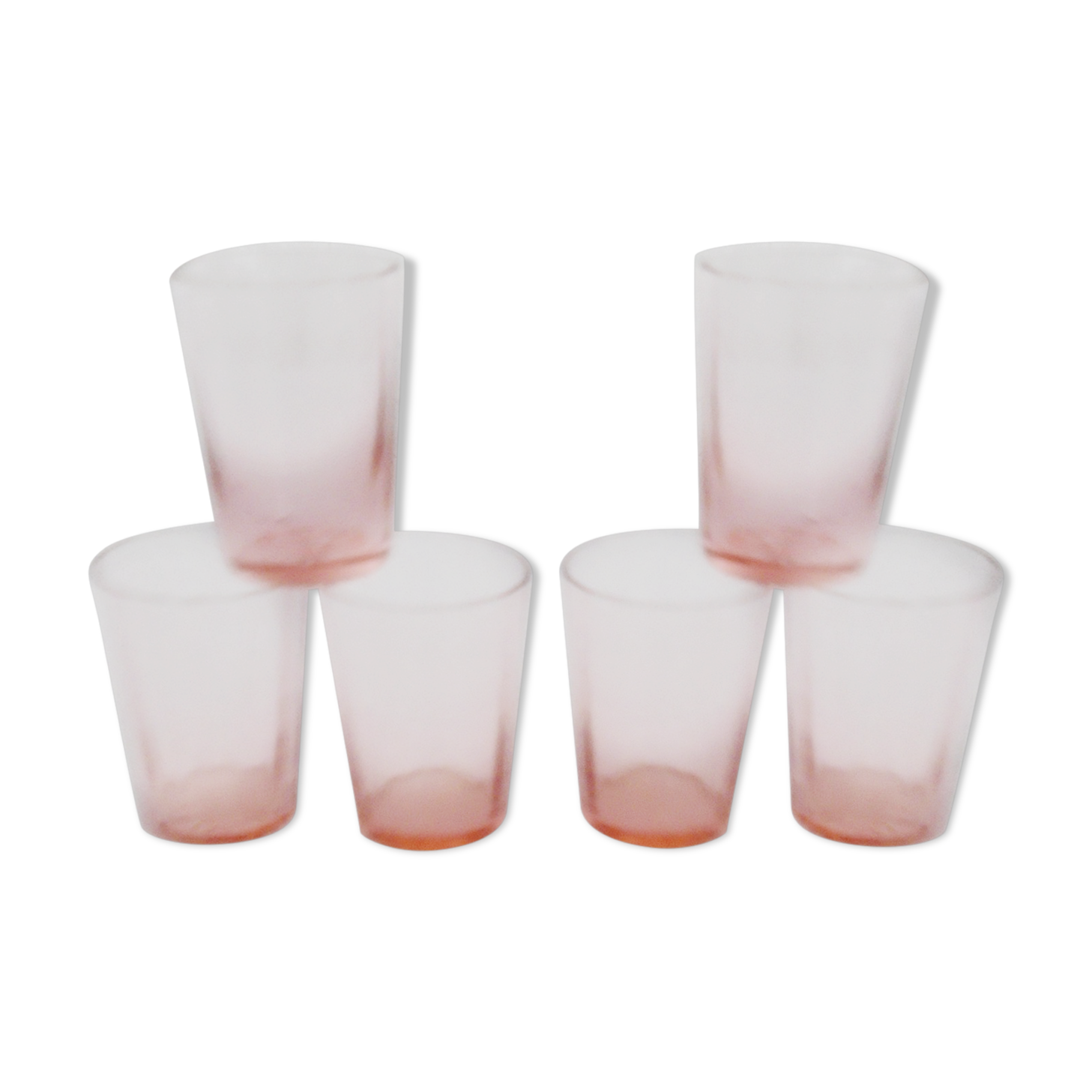 6 small glasses old pink verrine alcohol