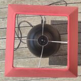 Black hammered metal lamp Aubry Gaspard with red lampshade