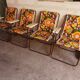 set of 4 beautiful vintage 70's Orange flower camping chairs. folding folding