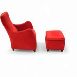 Senta armchair / hocker / ottoman by Gerard van den Berg for Wittmann / red velvet upholstery / marked - Stunning condition