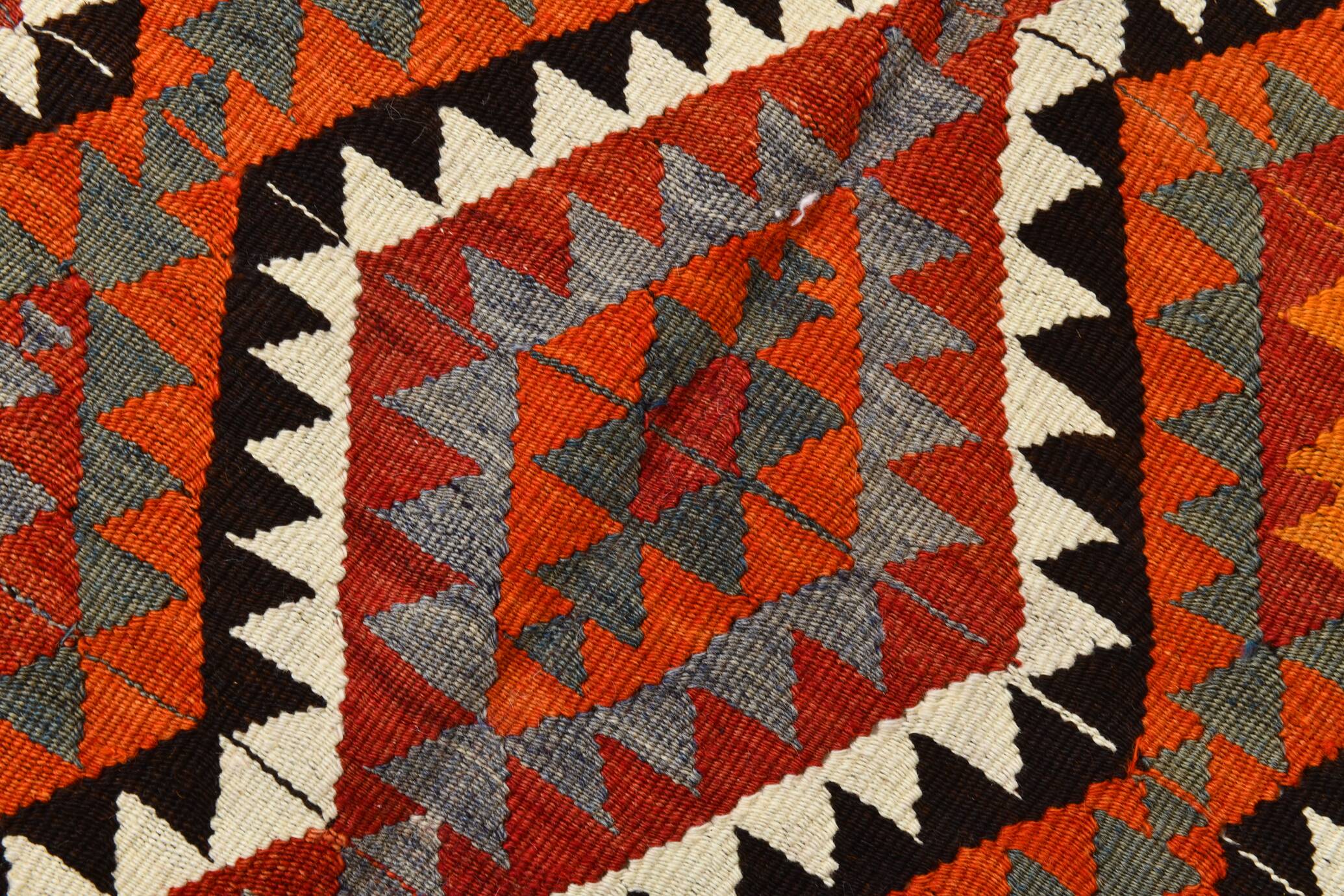 5x10 Red Green Tribal Handmade Vintage Kilim Rug, 165x315Cm