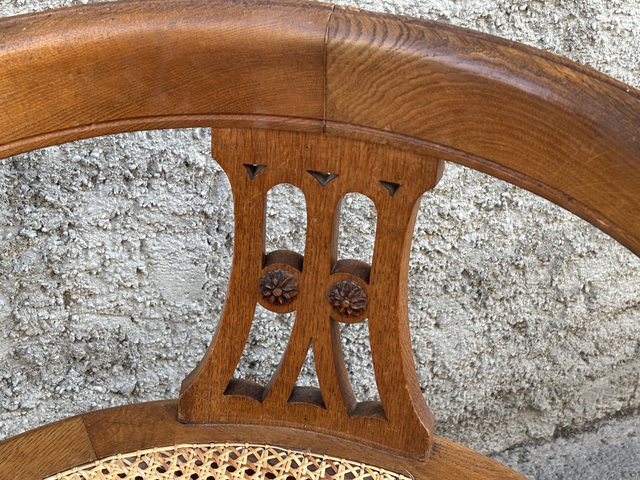 American office chair Louis XVI style wood and caning 1900