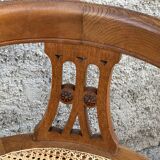 American office chair Louis XVI style wood and caning 1900