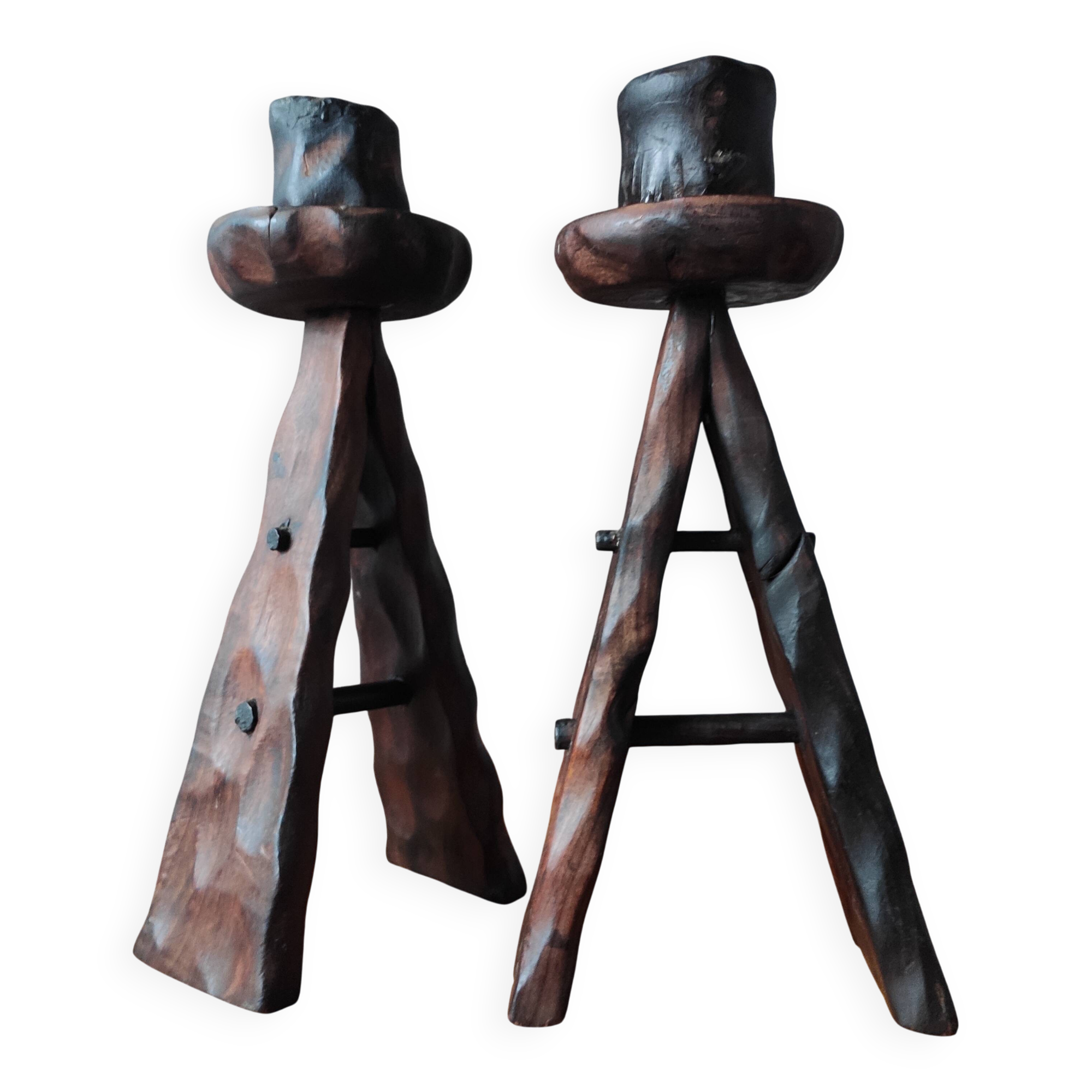 Pair of vintage brutalist candlesticks from the 1950s-60s