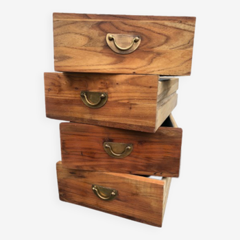 Set of wooden drawers brass handles