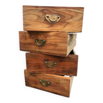 Set of wooden drawers brass handles