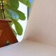 Vintage armchair white curly natural wood boho design by Chierowski 1970