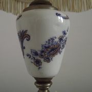 French Vintage Decorative Silver Metal and Porcelain Shaded Table Lamp