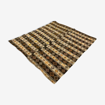 Vintage Turkish Kilim 222x190 cm wool kelim rug Beige, Brown, Black, Large