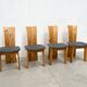 Set of four sculptural brutalist oak chairs