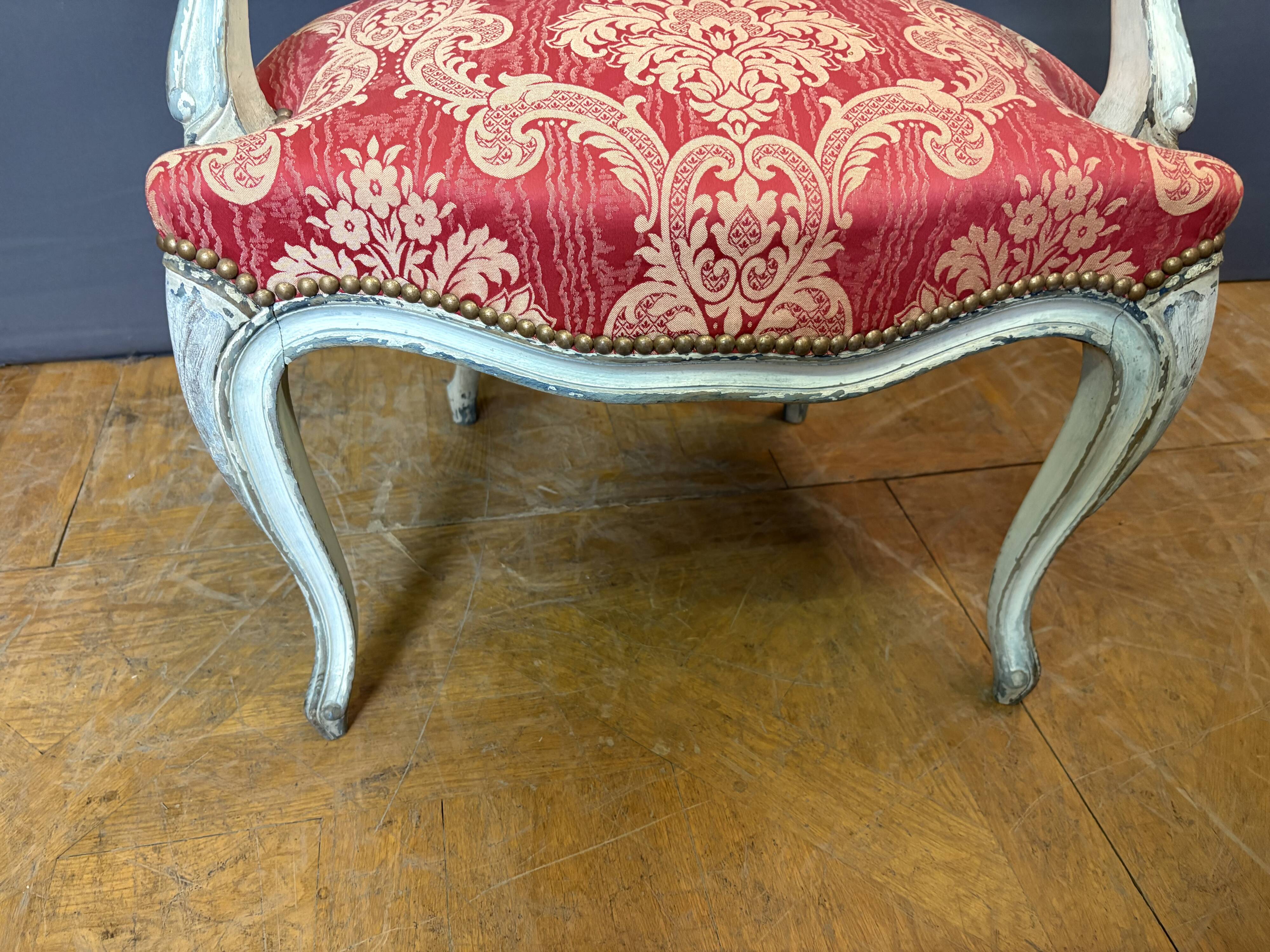 Paire de Cabriolets de Style Louis XV en Hêtre polychrome