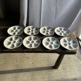 Set of 8 oyster plates or compartment plates, aquatic model Lourioux Fo.